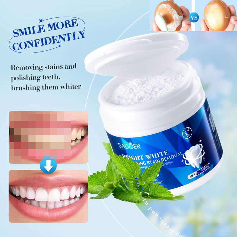 Teeth Whitening With Baking Soda - Poudre de blanchiment des dents jaune,