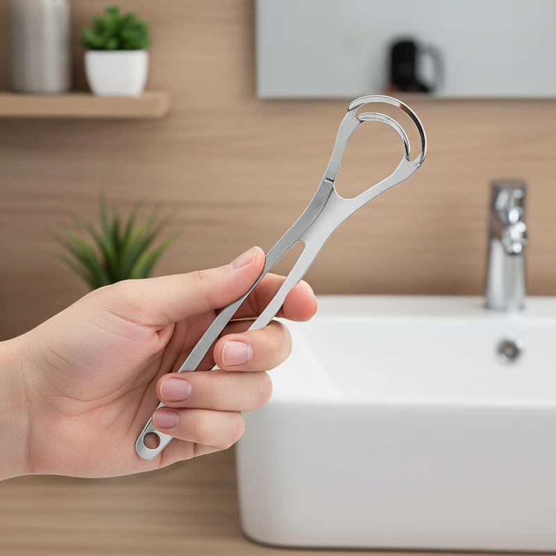 Tongue Scraper Metal - Nettoyeur de langue en acier inoxydable,