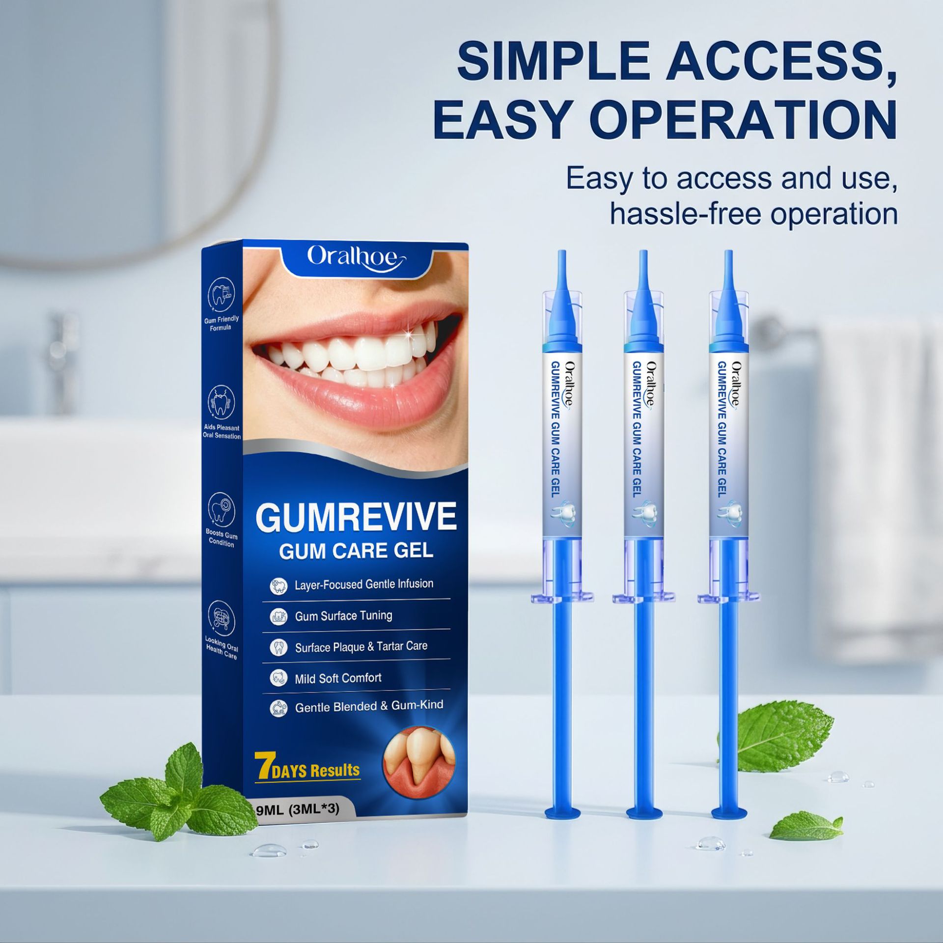Teeth Whitening Hydrogen Peroxide - Gel de soin buccal, kit de