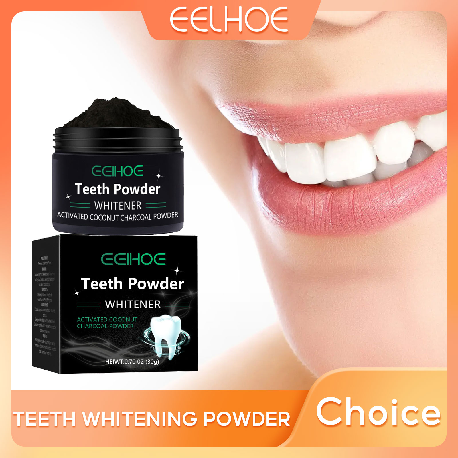 EELHOE poudre de charbon de bo - Teeth Whitening Charcoal Powder avis et prix